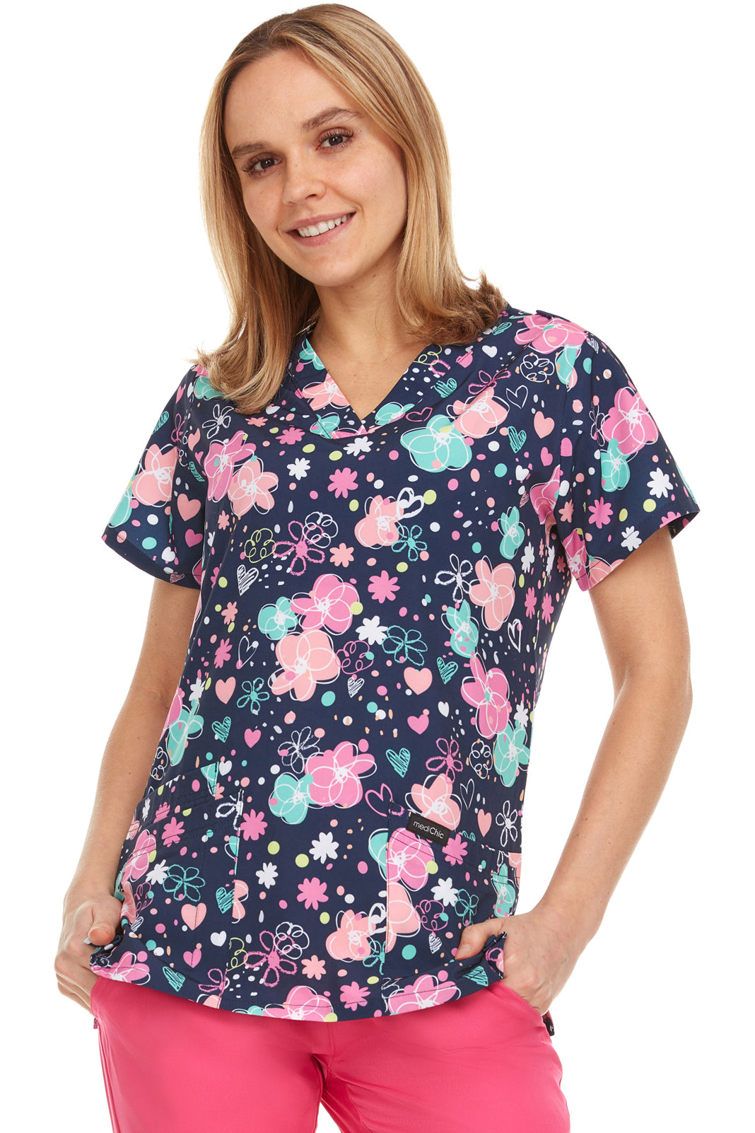 Medichic Printed Scrubs Top | MC4512-59