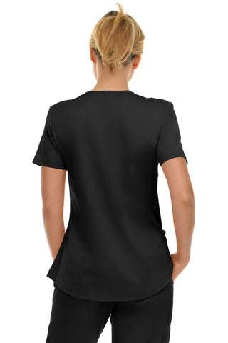 V-Neck Notch Stretch Scrub Top with Two Pockets, Flex Easy Care Fabric