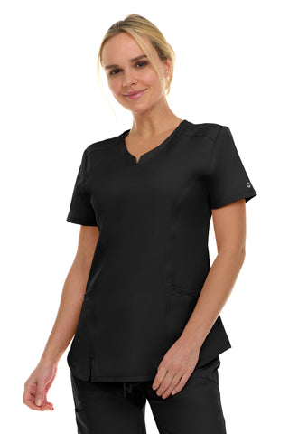 V-Neck Notch Stretch Scrub Top with Two Pockets, Flex Easy Care Fabric