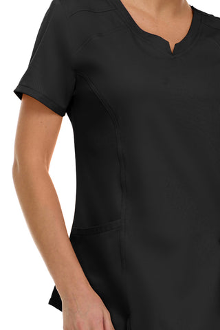 V-Neck Notch Stretch Scrub Top with Two Pockets, Flex Easy Care Fabric