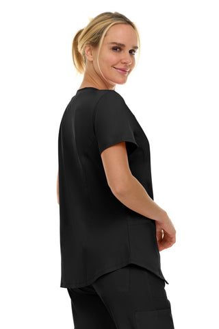 V-Neck Notch Stretch Scrub Top with Two Pockets, Flex Easy Care Fabric