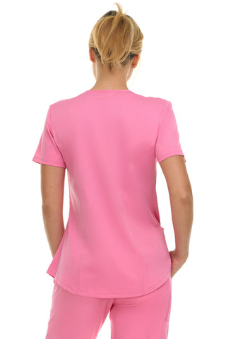 V-Neck Notch Stretch Scrub Top with Two Pockets, Flex Easy Care Fabric