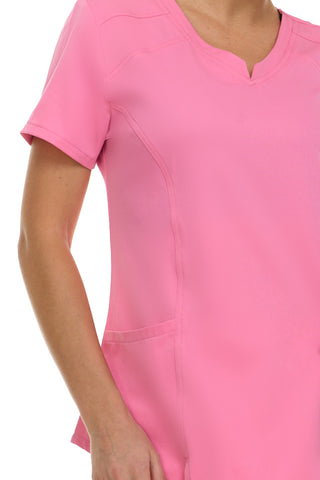 V-Neck Notch Stretch Scrub Top with Two Pockets, Flex Easy Care Fabric