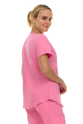 V-Neck Notch Stretch Scrub Top with Two Pockets, Flex Easy Care Fabric
