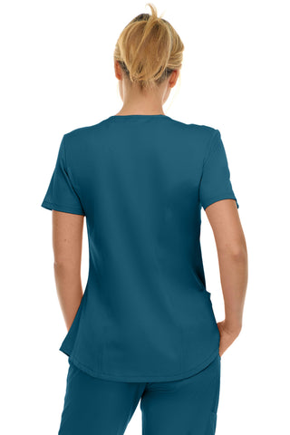 V-Neck Notch Stretch Scrub Top with Two Pockets, Flex Easy Care Fabric