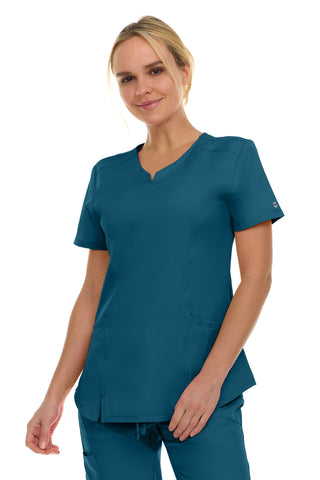 V-Neck Notch Stretch Scrub Top with Two Pockets, Flex Easy Care Fabric