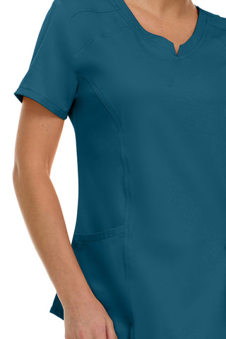 V-Neck Notch Stretch Scrub Top with Two Pockets, Flex Easy Care Fabric
