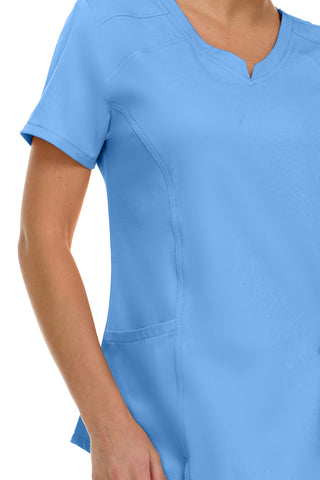 V-Neck Notch Stretch Scrub Top with Two Pockets, Flex Easy Care Fabric