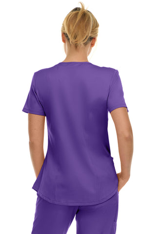 V-Neck Notch Stretch Scrub Top with Two Pockets, Flex Easy Care Fabric