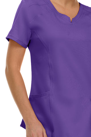 V-Neck Notch Stretch Scrub Top with Two Pockets, Flex Easy Care Fabric