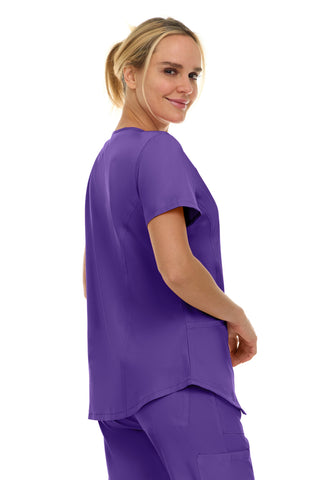 V-Neck Notch Stretch Scrub Top with Two Pockets, Flex Easy Care Fabric