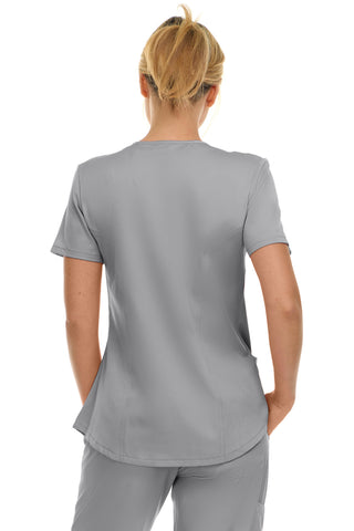 V-Neck Notch Stretch Scrub Top with Two Pockets, Flex Easy Care Fabric