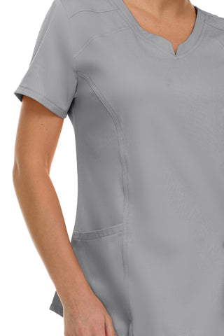 V-Neck Notch Stretch Scrub Top with Two Pockets, Flex Easy Care Fabric