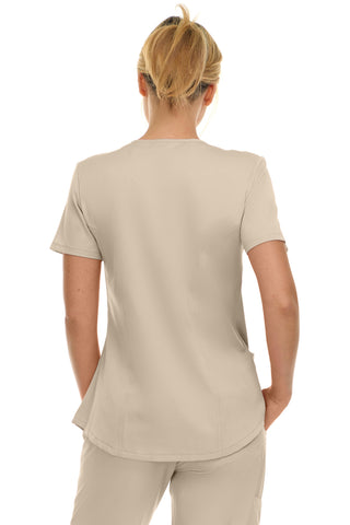 V-Neck Notch Stretch Scrub Top with Two Pockets, Flex Easy Care Fabric