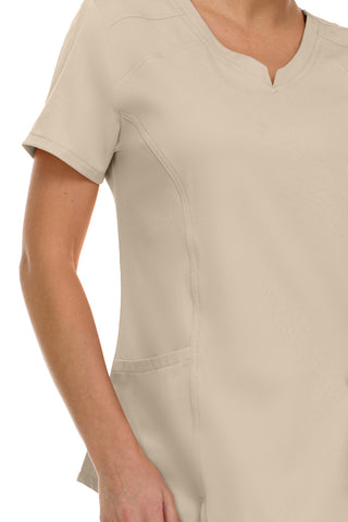 V-Neck Notch Stretch Scrub Top with Two Pockets, Flex Easy Care Fabric