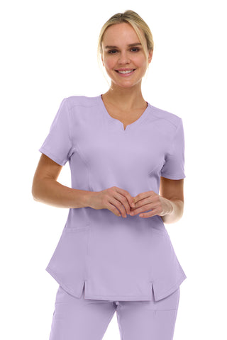 V-Neck Notch Stretch Scrub Top with Two Pockets, Flex Easy Care Fabric