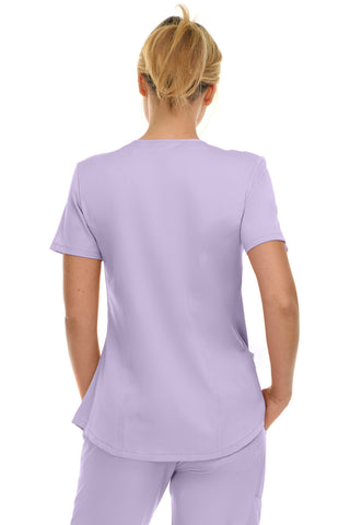 V-Neck Notch Stretch Scrub Top with Two Pockets, Flex Easy Care Fabric