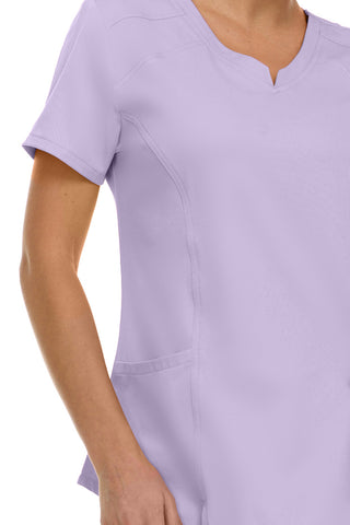V-Neck Notch Stretch Scrub Top with Two Pockets, Flex Easy Care Fabric