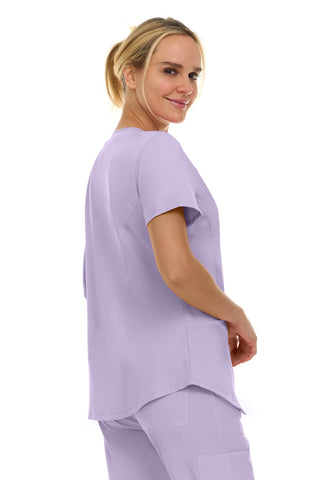 V-Neck Notch Stretch Scrub Top with Two Pockets, Flex Easy Care Fabric