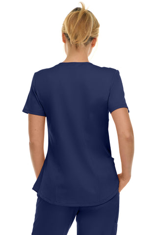 V-Neck Notch Stretch Scrub Top with Two Pockets, Flex Easy Care Fabric