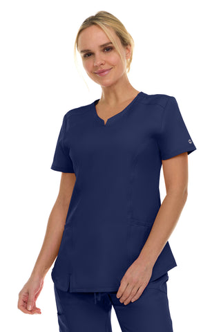 V-Neck Notch Stretch Scrub Top with Two Pockets, Flex Easy Care Fabric