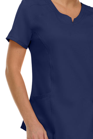 V-Neck Notch Stretch Scrub Top with Two Pockets, Flex Easy Care Fabric