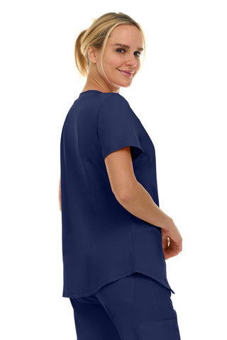 V-Neck Notch Stretch Scrub Top with Two Pockets, Flex Easy Care Fabric