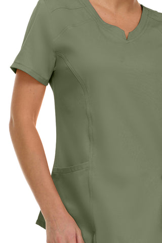 V-Neck Notch Stretch Scrub Top with Two Pockets, Flex Easy Care Fabric