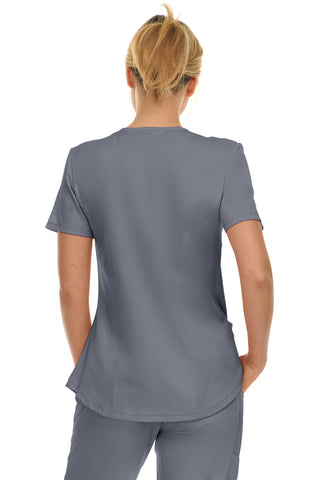 V-Neck Notch Stretch Scrub Top with Two Pockets, Flex Easy Care Fabric