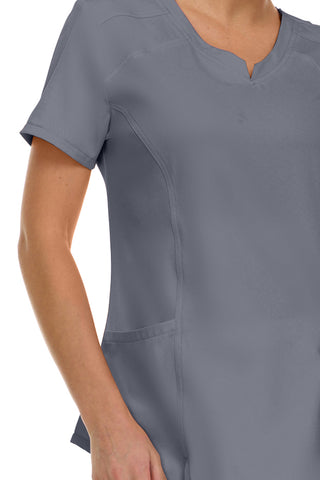V-Neck Notch Stretch Scrub Top with Two Pockets, Flex Easy Care Fabric
