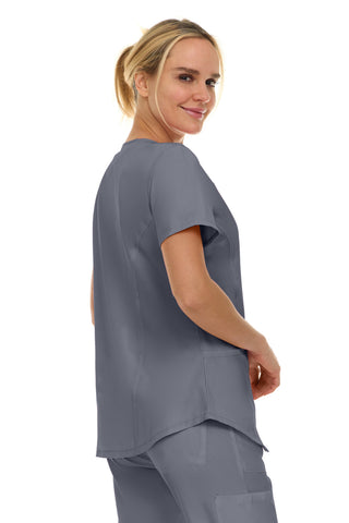V-Neck Notch Stretch Scrub Top with Two Pockets, Flex Easy Care Fabric