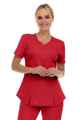 V-Neck Notch Stretch Scrub Top with Two Pockets, Flex Easy Care Fabric