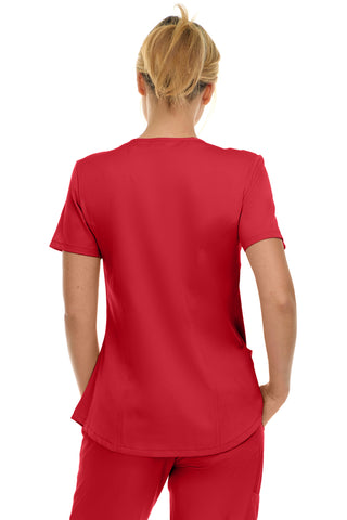 V-Neck Notch Stretch Scrub Top with Two Pockets, Flex Easy Care Fabric