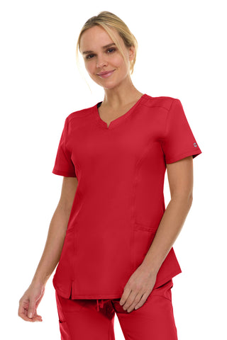 V-Neck Notch Stretch Scrub Top with Two Pockets, Flex Easy Care Fabric