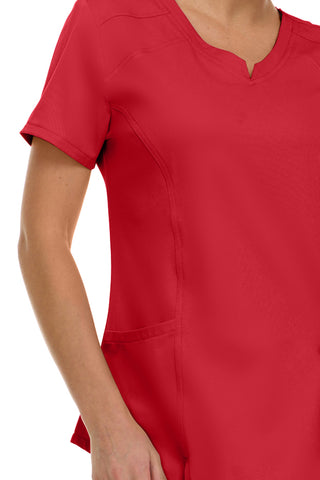 V-Neck Notch Stretch Scrub Top with Two Pockets, Flex Easy Care Fabric