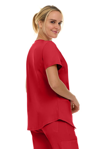 V-Neck Notch Stretch Scrub Top with Two Pockets, Flex Easy Care Fabric