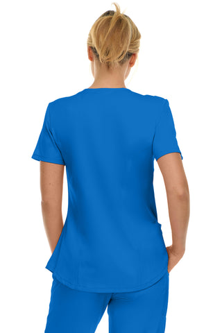 V-Neck Notch Stretch Scrub Top with Two Pockets, Flex Easy Care Fabric