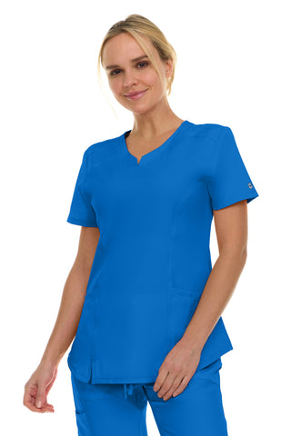 V-Neck Notch Stretch Scrub Top with Two Pockets, Flex Easy Care Fabric