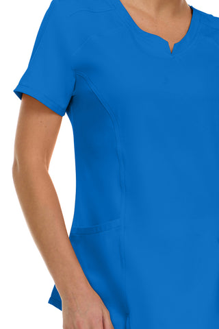 V-Neck Notch Stretch Scrub Top with Two Pockets, Flex Easy Care Fabric