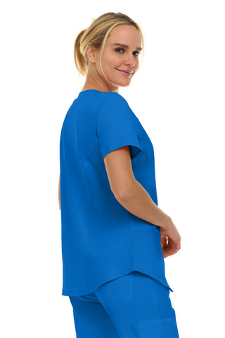 V-Neck Notch Stretch Scrub Top with Two Pockets, Flex Easy Care Fabric