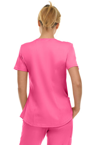V-Neck Notch Stretch Scrub Top with Two Pockets, Flex Easy Care Fabric