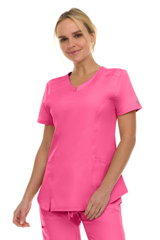 V-Neck Notch Stretch Scrub Top with Two Pockets, Flex Easy Care Fabric