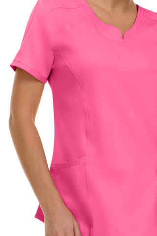 V-Neck Notch Stretch Scrub Top with Two Pockets, Flex Easy Care Fabric