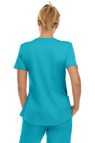 V-Neck Notch Stretch Scrub Top with Two Pockets, Flex Easy Care Fabric