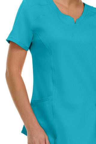 V-Neck Notch Stretch Scrub Top with Two Pockets, Flex Easy Care Fabric