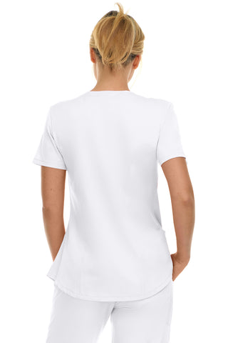 V-Neck Notch Stretch Scrub Top with Two Pockets, Flex Easy Care Fabric