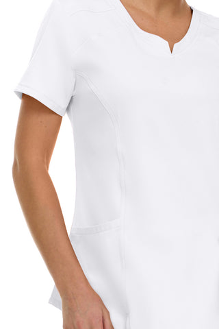 V-Neck Notch Stretch Scrub Top with Two Pockets, Flex Easy Care Fabric