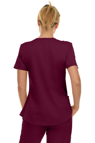 V-Neck Notch Stretch Scrub Top with Two Pockets, Flex Easy Care Fabric