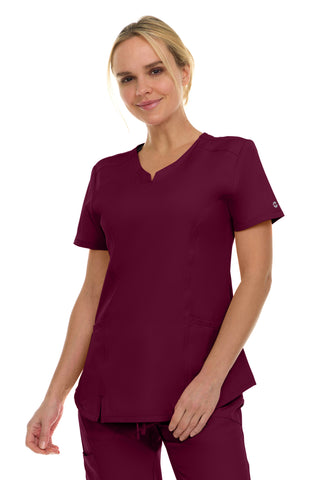 V-Neck Notch Stretch Scrub Top with Two Pockets, Flex Easy Care Fabric
