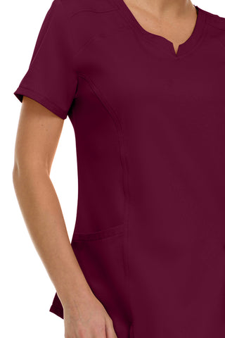 V-Neck Notch Stretch Scrub Top with Two Pockets, Flex Easy Care Fabric